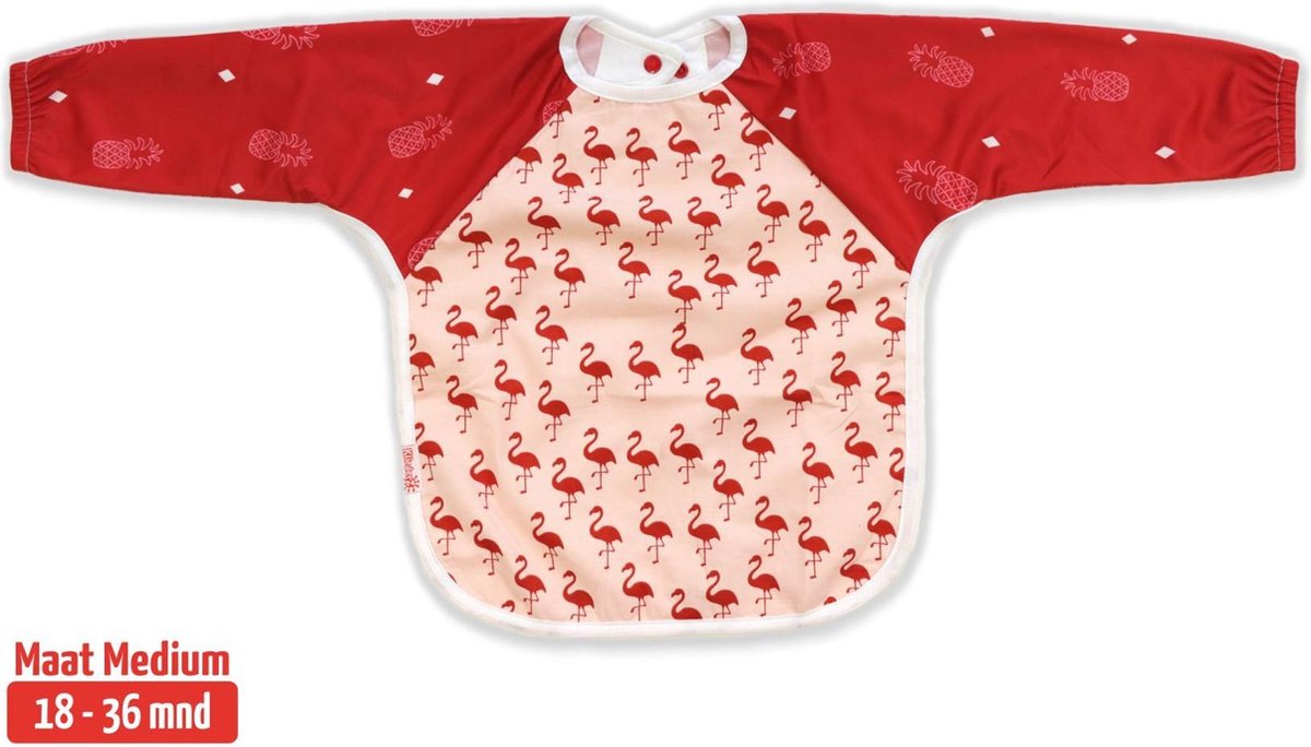 Goedkoopste Slab met mouwen | KliederZ lange mouwslab 18 - 36 mnd | meisjes peuter slab Flamingo roze LB03b