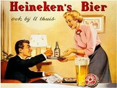 Metalen bord Heineken Man en Vrouw Vintage 20x30cm