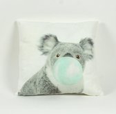 Pillowcity - Koala met Groene Kauwgom Sierkussen / Kinderkamer Decoratie / Babyshower Cadeau / Decoratie Kussen   / 45 x 45cm / Fluweel Stof / Incl Vulling
