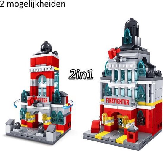 Bouw Blokken mini brandweer station - bouw speelgoed - compatibel met  andere blokken... | bol.com