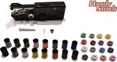 Handy Stitch - PREMIUM Handnaaimachine met 32 Spoelen garen en accessoires - Compact - Draadloos - Draagbare reis naaimachine - Elektrisch of op Batterijen