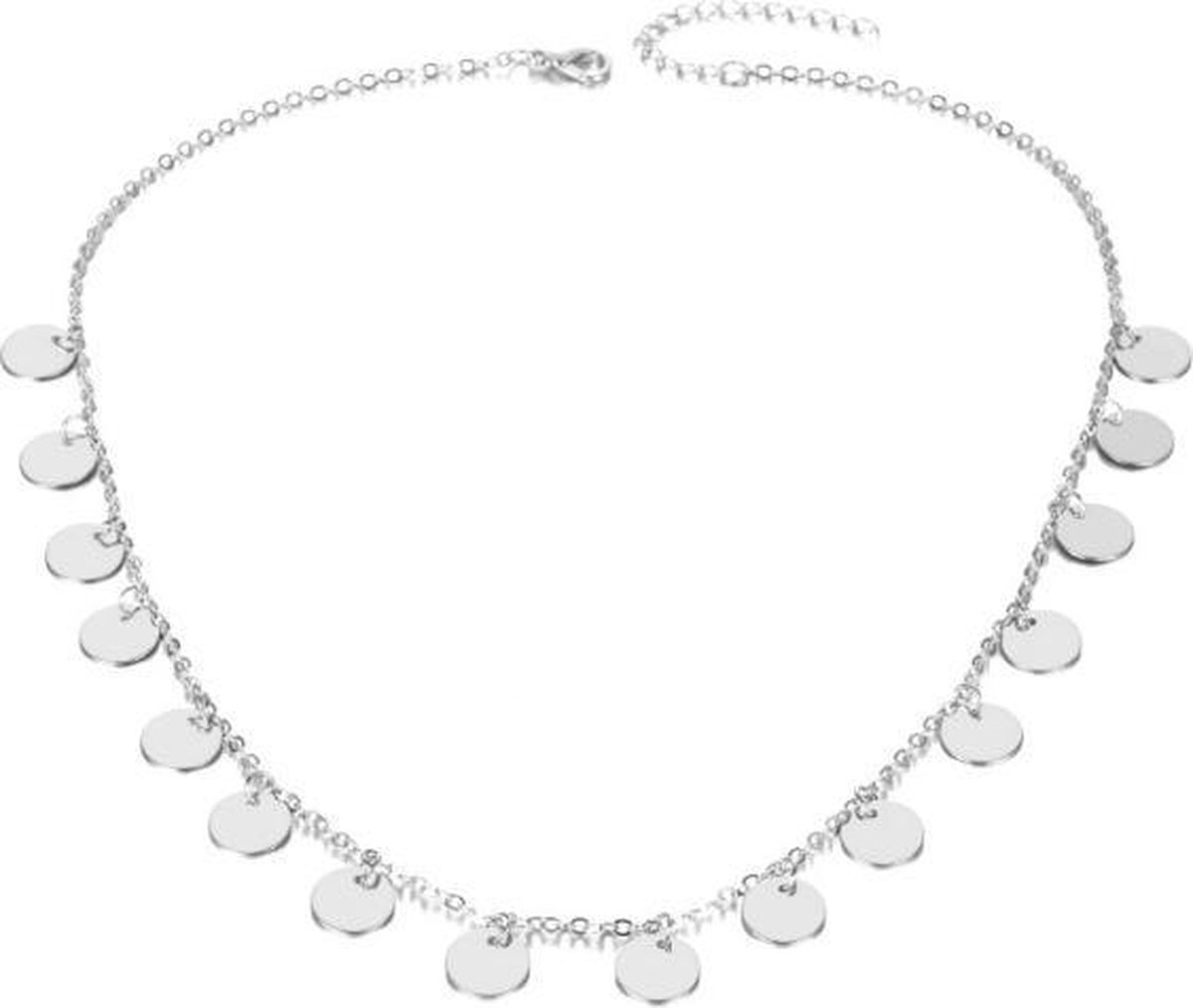Jumalu ketting choker munten - zilverkleurig