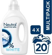 Neutral 0% Parfumvrije Wasmiddel Wit 4 x 1 Liter Voordeelverpakking
