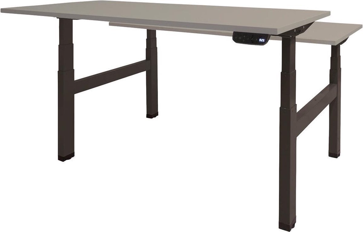 Zit Sta Bureau - Duo Elektrisch 180x80 grijs -zwart frame