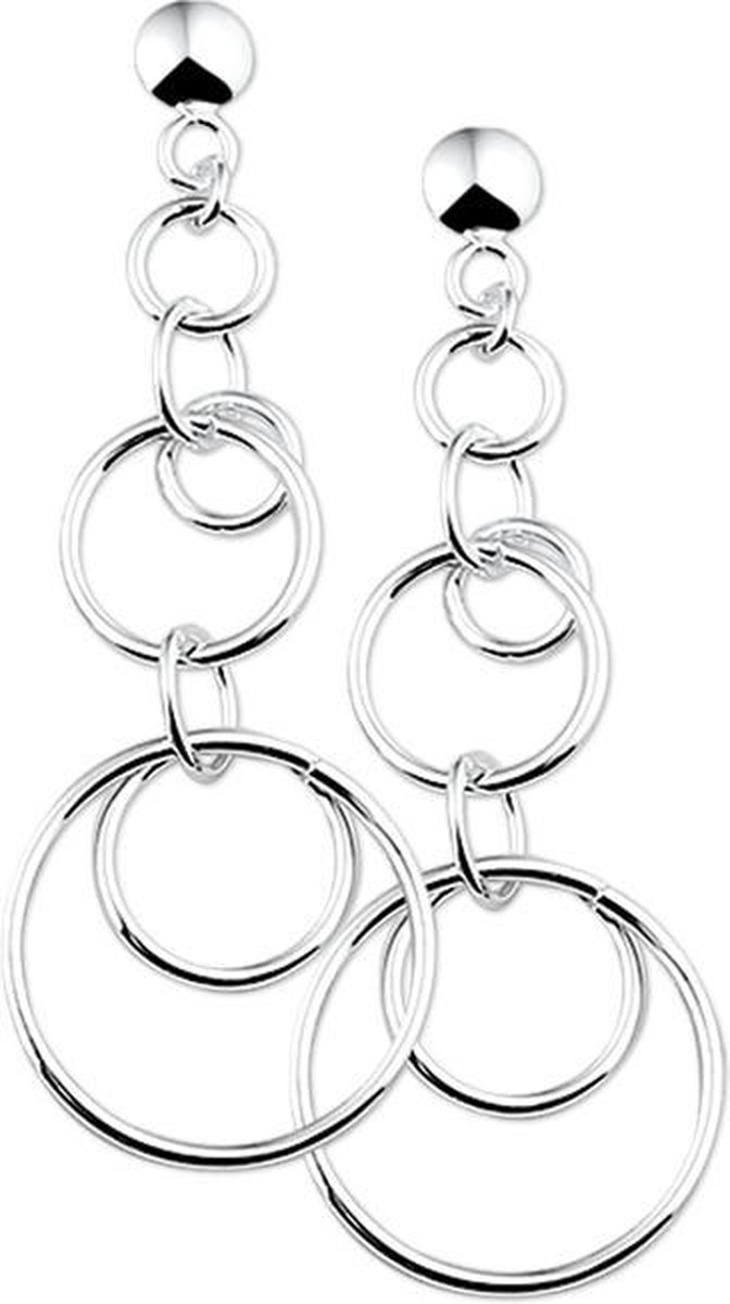 YO&NO - Oorbellen - Zilver - Oorhangers - Fantasie - Rond - 40 mm - Sieraden Vrouw -Gerhodineerd - Poli - Zilver 925