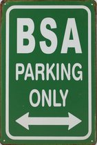 Wandbord - BSA parking only -20x30cm-