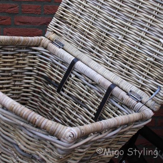 Fietsmand - met deksel - Rotan - Riet - Grey van FastRider — afbeelding 2
