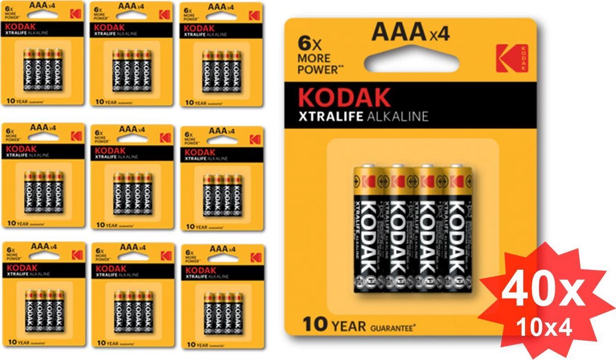 Kodak XTRALIFE alkaline AAA/LR03 1.5V - 40 Stuks (10 Blisters a 4St)