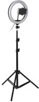 Ringlamp met statief - 26 cm / 10 inch - 192 cm hoog - Selfielamp - Ringflitser - Inclusief Statief ( verstelbaar) - Inclusief telefoonhouder - USB aansluiting - Vlog - YouTube - M