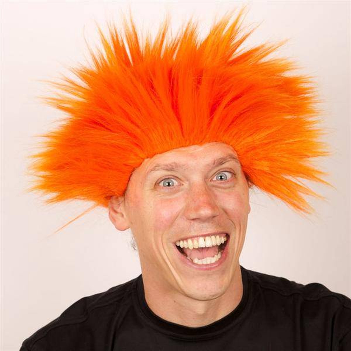 Pruik Electric Shock Oranje - Carnavalspruik - Oranje pruik - Fluo Pruik