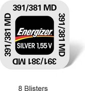 8 stuks (8 blisters a 1 stuk) Energizer 381/391 knoopcel horloge batterij Zilver-oxide (S)