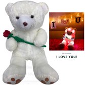 teddybeer 100cm - lichtgevende knuffel - xxl - knuffelbeer groot - I love You - Hart