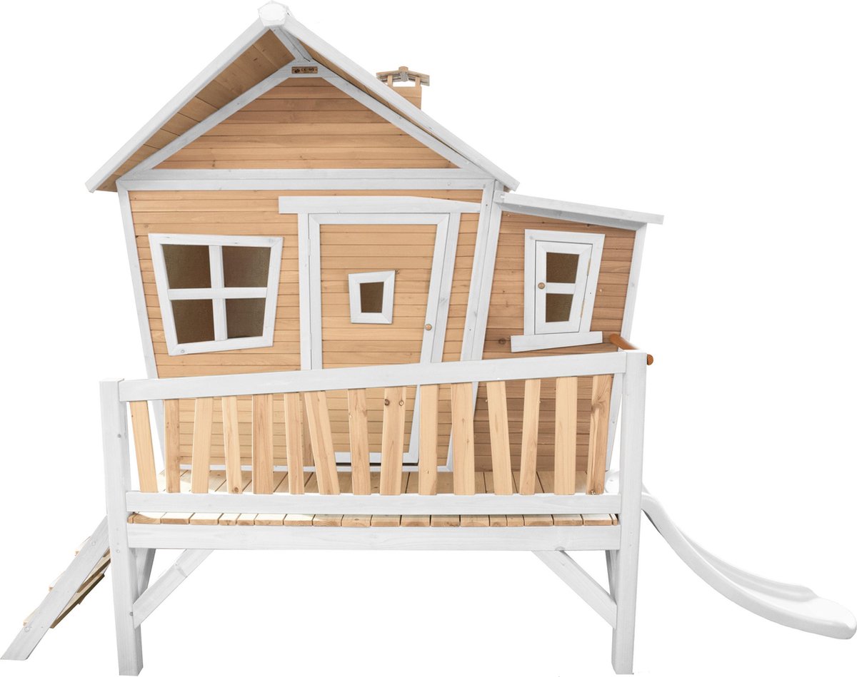 Axi Emma Speelhuis Op Palen & Witte Glijbaan Speelhuisje Voor De Tuin / Buiten