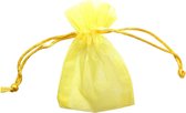 Organza zakjes  cadeauverpakking / geschenkverpakking / kado zakje 7,5 x 10cm neon geel (per 10 stuks)
