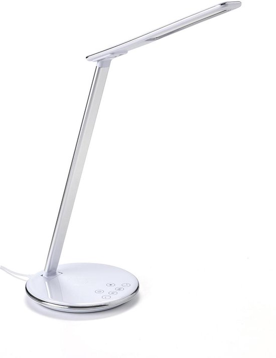 Dijnoo Bureaulamp met Draadloze Oplader - Wit - Led - Dimbaar - Verstelbaar  - Lamp -... | bol.com