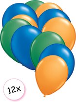 Ballonnen Groen, Blauw & Oranje 12 stuks 27 cm