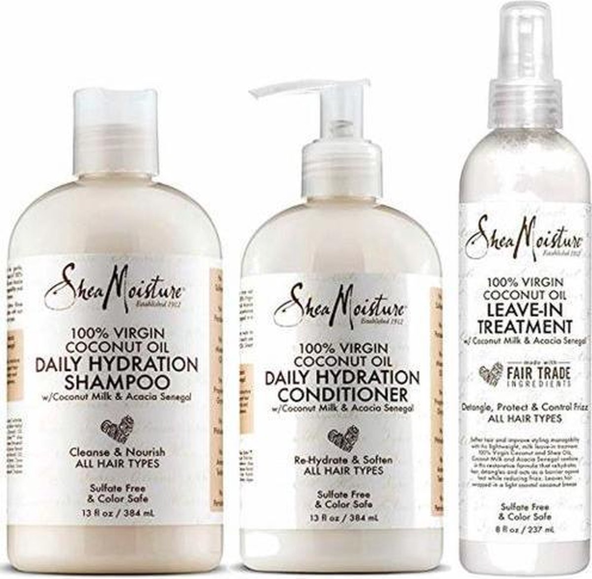 Shea Moisture 100 Virgin Coconut Oil Shampoo Conditioner & LeaveIn