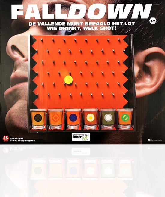 Thumbnail van een extra afbeelding van het spel 3BMT - Drankspel voor volwassenen - incl. shotglaasjes - de vallende munt - wie drinkt welk shot?