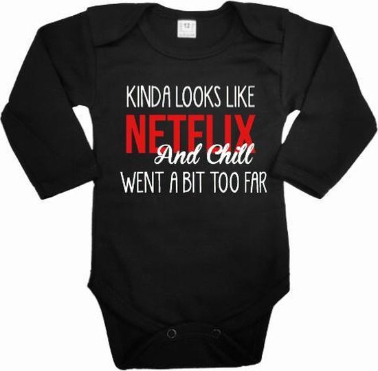 Romper baby voor een orginele bekendmaking | Zwangerschapsbekendmaking rompertje kinda looks like netflix and chill went a bite too far | op een leuke manier bekend maken dat je zwanger bent | rompertje met tekst.