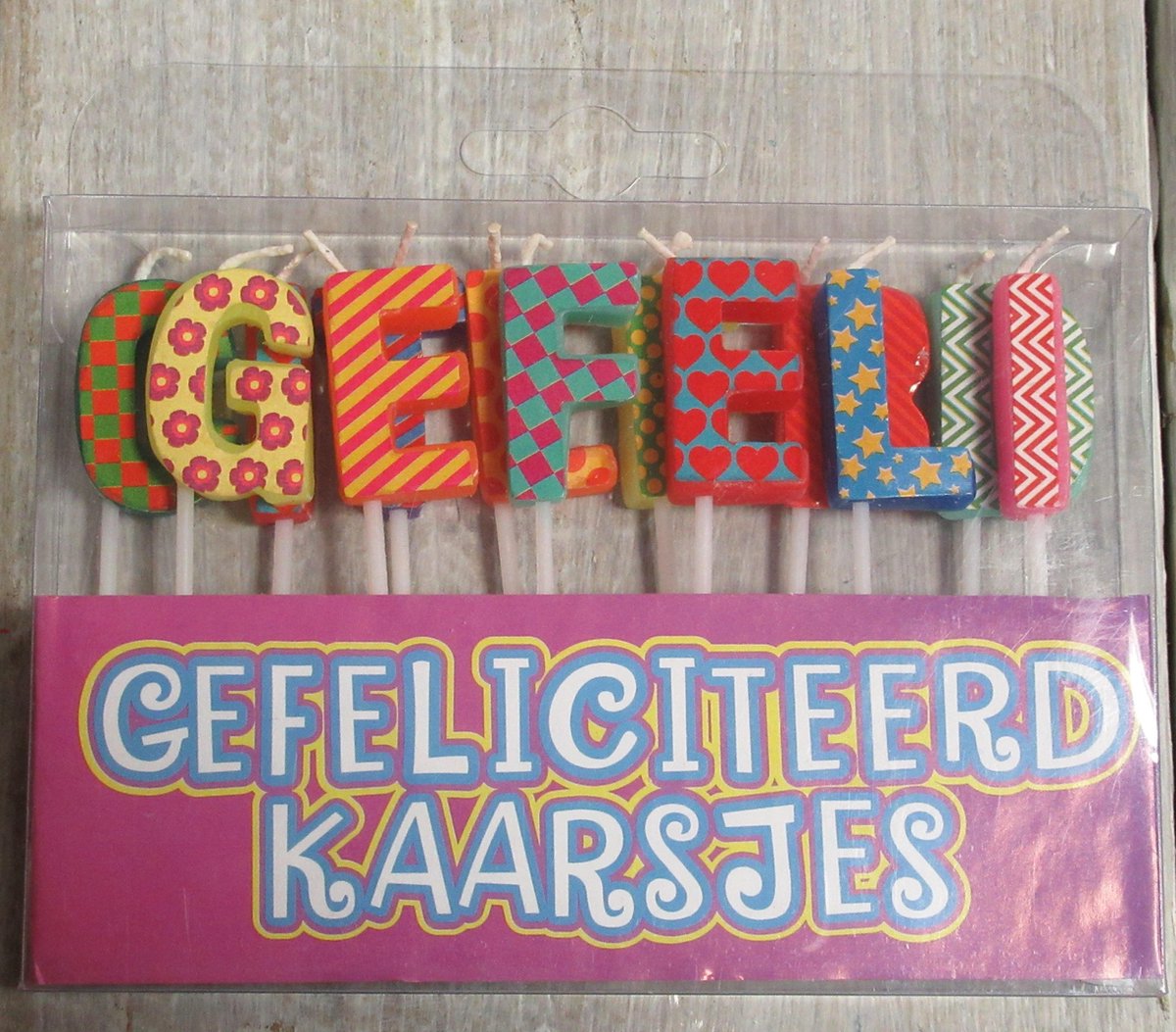 Taartkaarsjes - Gefeliciteerd - Taart Kaars - 13 Kaarsjes - Multikleur - Hoogte ca.8cm