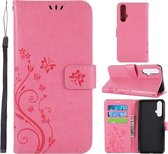 Roze vlinder agenda case hoesje Huawei Nova 5T