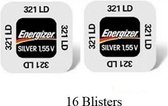 16 stuks (16 blisters a 1 stuk) Energizer Zilver Oxide Knoopcel 321 1.55V
