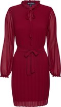 Mela London jurk long sleeve pleated belted dress Rood-16 (44)