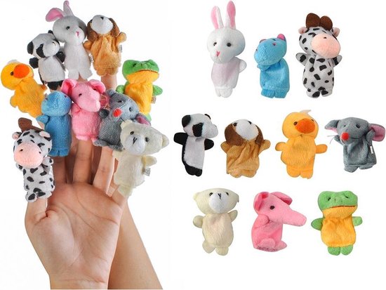 Vrolijke Dieren Vingerpopjes - Set Van 10 Verschillende Vinger Poppen - Hand Poppenspel - Animal Finger Toys Poppenset