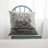 Sierkussen - Norfolk Terrier - Wit - 45 Cm X 45 Cm