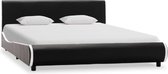 Bedframe Zwart Kunstleer (Incl LW Led klok) 140x200 cm - Bed frame met lattenbodem - Tweepersoonsbed