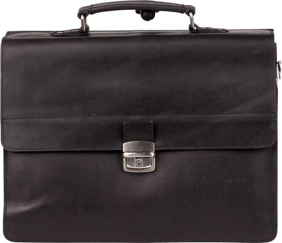 Burkely Vintage Dean Briefcase 3-Comp - Aktetas - Zwart