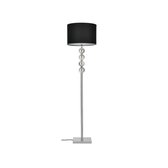 Vloerlamp - Staande lamp - Metaal & stof - Zwart & chroom kleurig - Lampenkap (Ø) 37,5 cm - Afmeting (H) 155 cm