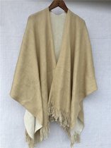 Warme Omslagdoek Poncho  Dubbelzijdig draagbaar Lichtbruin-Beige