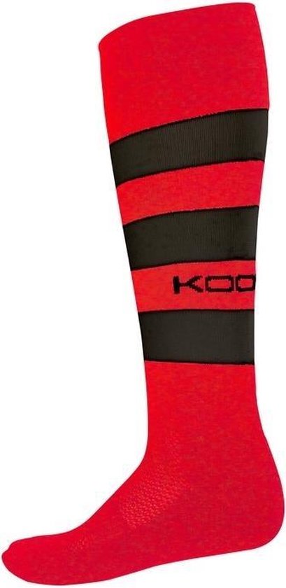 Kooga rugbysokken Essentials Rood /Zwart gestreept maat 28-34