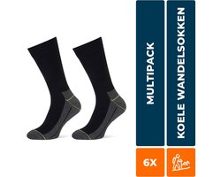6-Pack Naadloze Wandelsokken - Zwart – Ademend & Koel – Unisex Sokken – Stapp Yellow Walker - 47-50