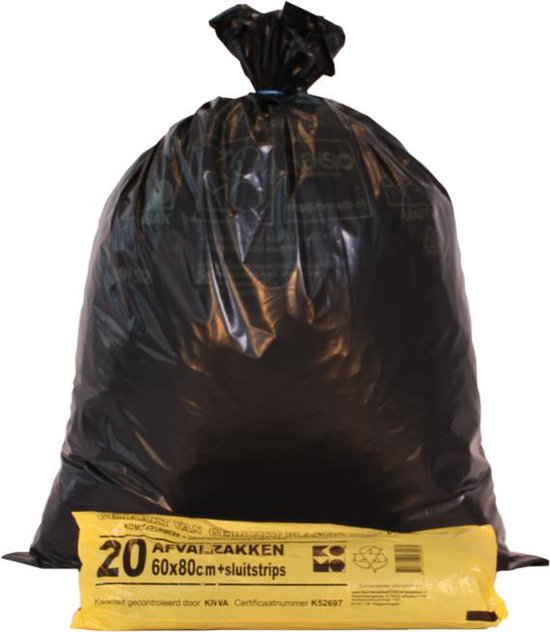 2 stuks KOMO vuilniszakken 60 liter - afvalzakken 60 x 80 cm - 40 stuks  huisvuilzakken... | bol.com