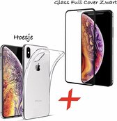 iPhone 8 / iPhone 7 transparent Hoesje + Tempered Glass Screen protector Full Cover Zwart. Siliconen TPU Soft Case - Eff Pro