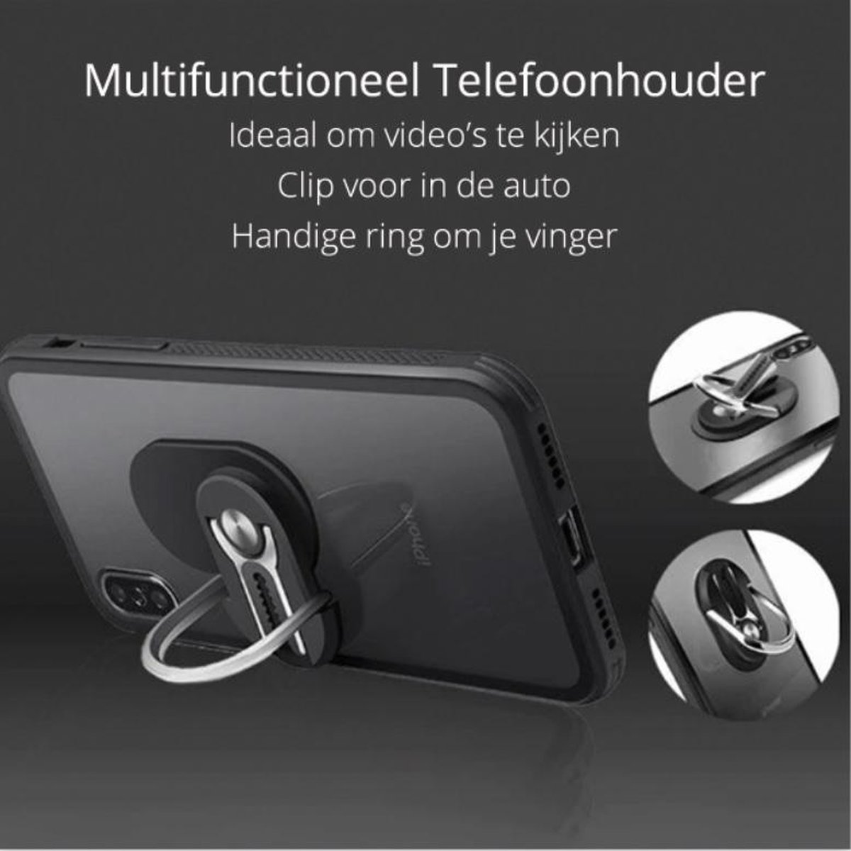 Multifunctionele zelfklevend clip telefoon houder, magneet, 360 graden auto ventilatie, draaibare vinger ring, auto accessoires, iPhone, Samsung, Huawei, Sony, LG (blauw) – foto 3