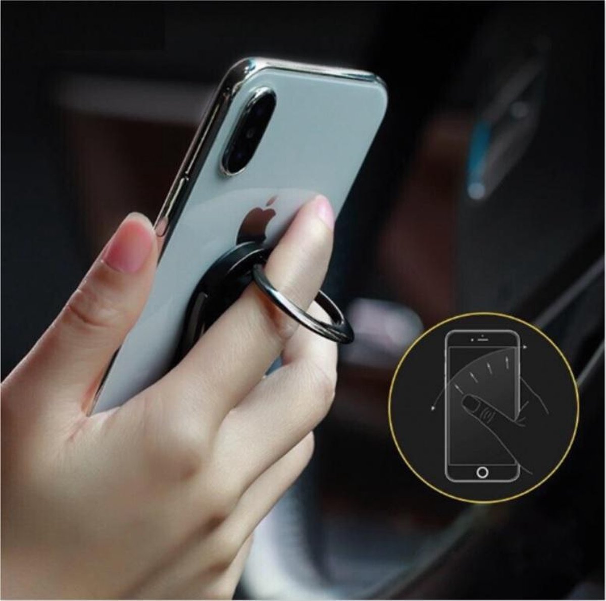 Multifunctionele zelfklevend clip telefoon houder, magneet, 360 graden auto ventilatie, draaibare vinger ring, auto accessoires, iPhone, Samsung, Huawei, Sony, LG (blauw) – foto 4