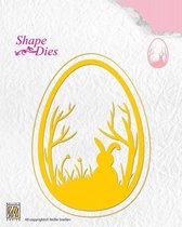 SD125 Shape Die Nellie Snellen snijmal - Easter egg - paasei met paashaas - silhouet - pasen - gras