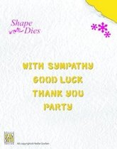 SD032 Snijmal Nellie Snellen - Shape Dies English texts-2 - With sympathy, Good Luck, Thank you, Party