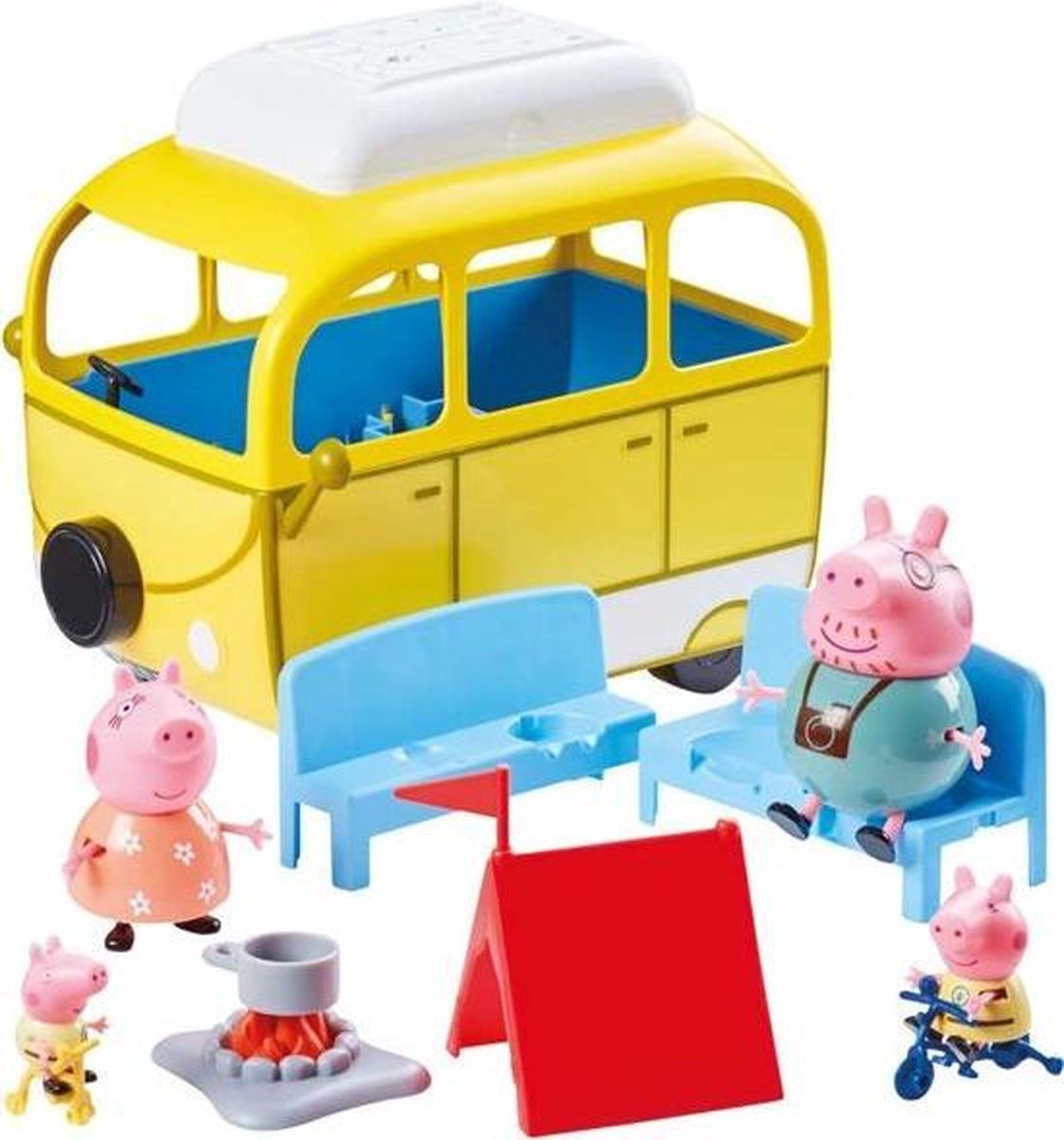 Peppa Pig camper auto (30 cm) Inclusief kampeer accessoires