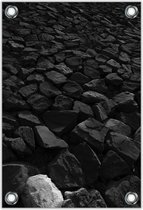 Tuinposter –Zwarte Stenen– 80x120cm Foto op Tuinposter (wanddecoratie voor buiten en binnen)