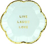 Lichtblauwe Bordjes Live Laugh Love 13cm 6st