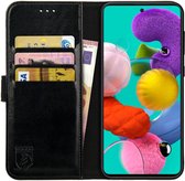 Rosso Element Book Case Wallet Hoesje Geschikt voor Samsung Galaxy A71 | Portemonnee | 3 Pasjes | Magneetsluiting | Stand Functie | Zwart