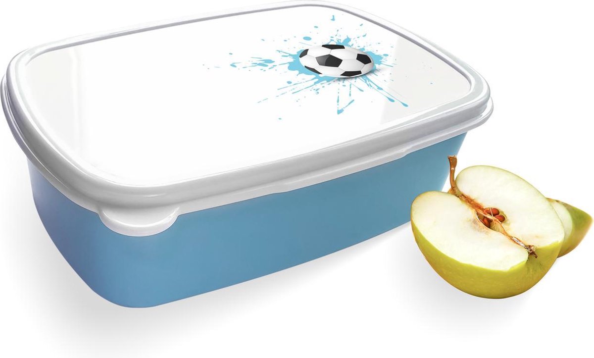Broodtrommel Blauw met Soccer Ball Design