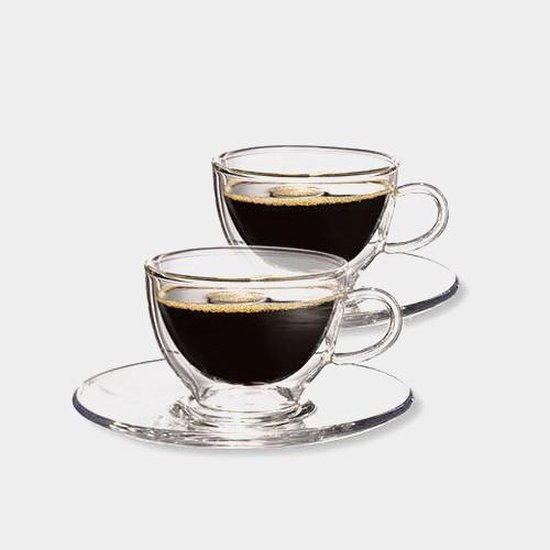 Vrijwillig Tomaat sympathie Espresso kopjes dubbel glas met onderbord 2stuks | bol.com