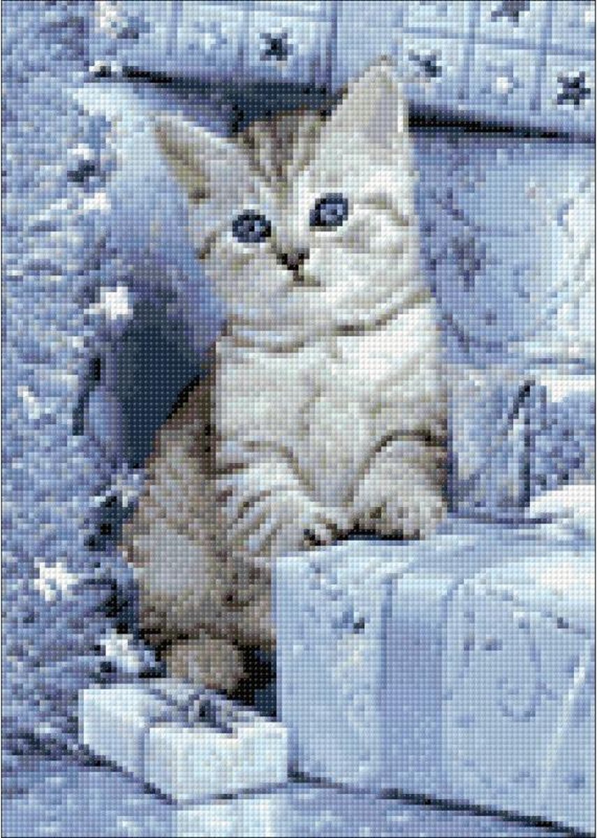 Wizardi Diamond Painting Kit Kitten and Christmas Presents WD2417
