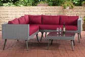 Clp Molde Hoeklounge - 1,25mm vlak Polyrattan Grijs - robijnrood 40 cm (donkergrijs)