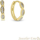 Juwelier Emo - Gouden Oorbellen 14 Karaat Dames met Zirkonia stenen - 11,5 mm